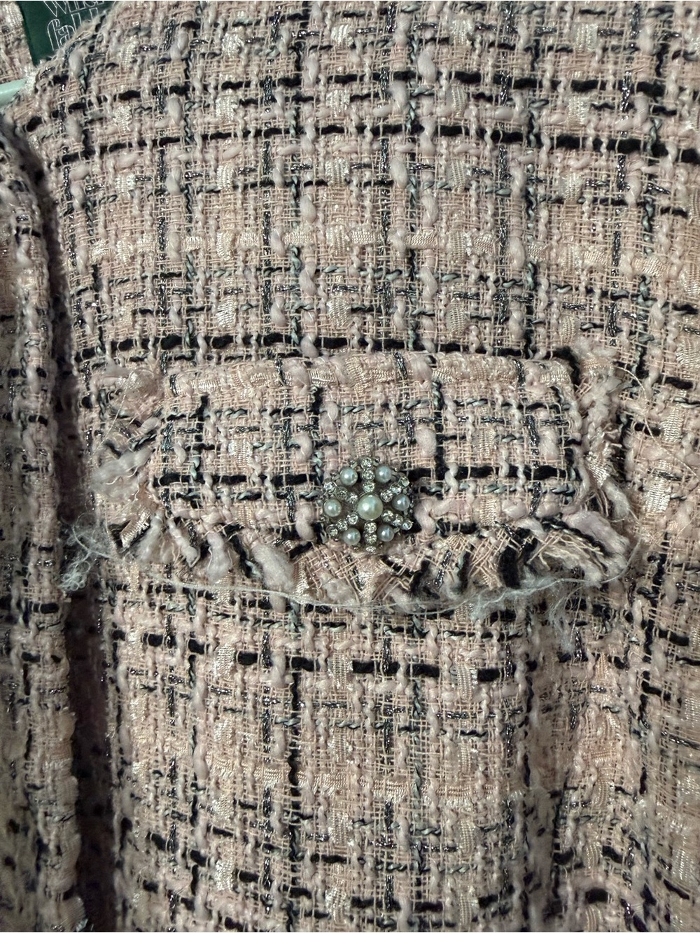 Women's Pink Tweed Crop Jacket - Picture 3 of 4